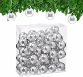 Relaxdays Weihnachtskugeln im 50er Set Silber