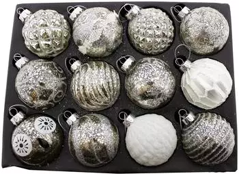 Annastore 12 x Weihnachtskugeln aus Glas hochwertig Ø 8 cm – silber