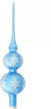Krebs Lauscha Eislack Blau 30cm Baumspitze aus Glas, mundgeblasen und handdekoriert Glas KGL03386