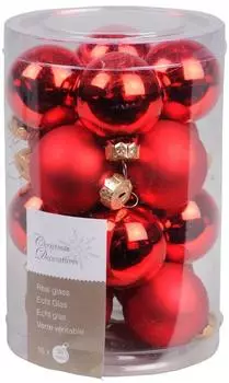 Kaemingk Kugelset 16-er weihnachtsrot, Glas, Ø3.5cm