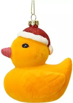 Decoris Weihnachtskugel aus Kunststoff Ente 9 cm gelb