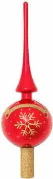 Krebs Lauscha Rot glanz 28cm Designer-Baumspitze aus Glas, mundgeblasen und handdekoriert Glas KGL03335