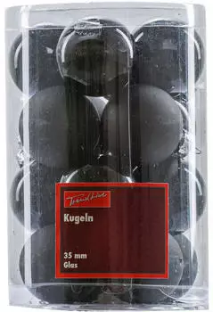Trend Line Weihnachtskugeln aus Glas 3,5 cm schwarz 16 Stück