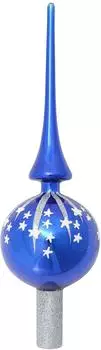 Krebs Lauscha Blau glanz 28cm Designer-Baumspitze aus Glas, mundgeblasen und handdekoriert Glas KGL03338