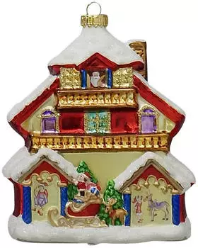 Krebs Lauscha Santa's House 15cm, Glasornament, mundgeblasen und handekoriert Glas CBK70567