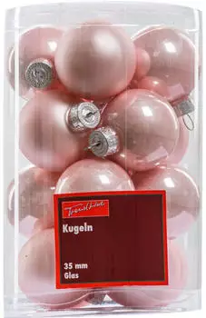 Trend Line Weihnachtskugeln aus Glas 3,5 cm puderrosa 16 Stück