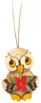 Kuhnert Christbaumschmuck Eulenkind mit Weihnachtsstern, 4cm (19515)