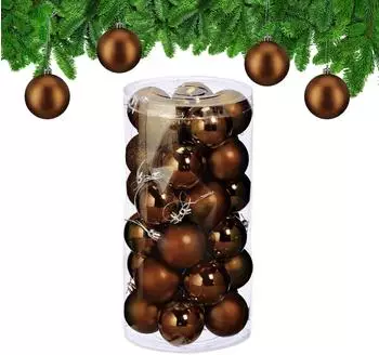 Relaxdays Weihnachtskugeln im 30er Set Braun,Silber