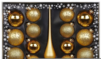 Inge-Glas Kugeln Mix Ornamente Glas mit Spitze 19er Set gold (600000156)