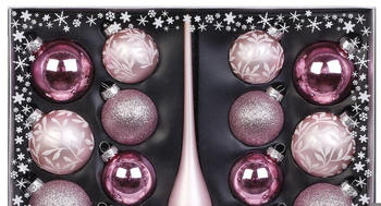 Inge-Glas Kugeln Mix Ornamente Glas mit Spitze 19er Set rosa/weiß (600000155)