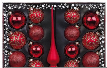 Inge-Glas Kugeln Mix Ornamente Glas mit Spitze 19er Set rot/gold (600000154)