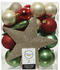 Kaemingk Weihnachtskugeln bruchfest verschiedene Größen 33-Stk. rot/perle/grün