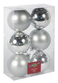 Trend Line Christbaumkugeln bruchfest 8cm 6-Stk. silber ( 660-1003479)