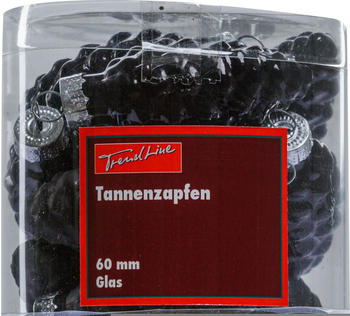 Trend Line Glas-Tannenzapfen 6cm schwarz 12-Stk