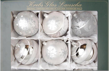 Krebs Lauscha Silber/Satin-Silber Glaskugelsortiment 10cm (21342)
