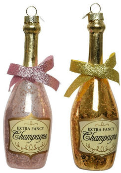 Kaemingk Anhänger Flasche Glas mit Schleife gold