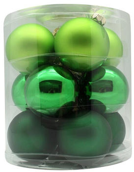 Inge-Glas Kugeln Glas 8cm 12-Stk. Evergreens hellgrün grün dunkelgrün (15229C109)