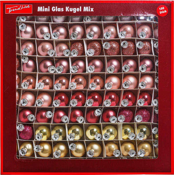 Trend Line Mini-Glaskugeln Mix 100 Stück 2,5cm gold-rose