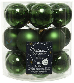 Decoris Mini Glass Hanging Balls 18 pcs. pine green