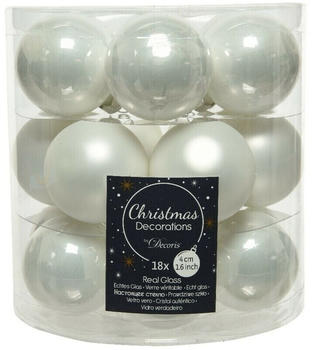 Decoris Mini Glass Hanging Balls 18 pcs. winter white