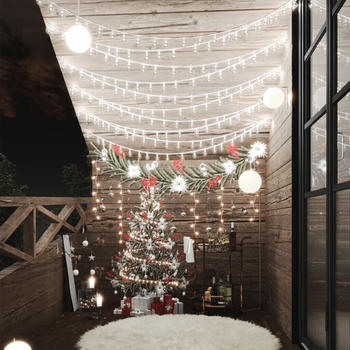 vidaXL Lichterkette Kugeln 20 m 200 LED Kaltweiß 8 Funktionen (328811)