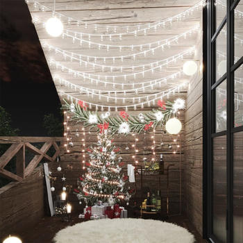 vidaXL Lichterkette Kugeln 40 m 400 LED Kaltweiß 8 Funktionen (328815)