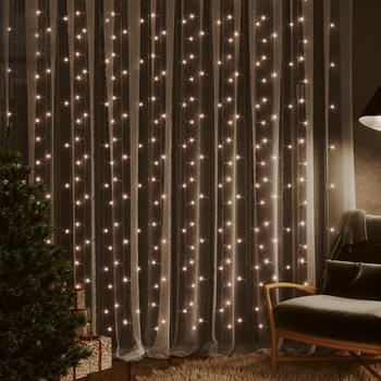 vidaXL LED-Lichtervorhang 3x3 m 300 LED Warmweiß 8 Funktionen (328925)