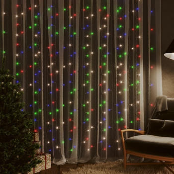 vidaXL LED-Lichtervorhang 3x3 m 300 LED Bunt 8 Funktionen (328932)