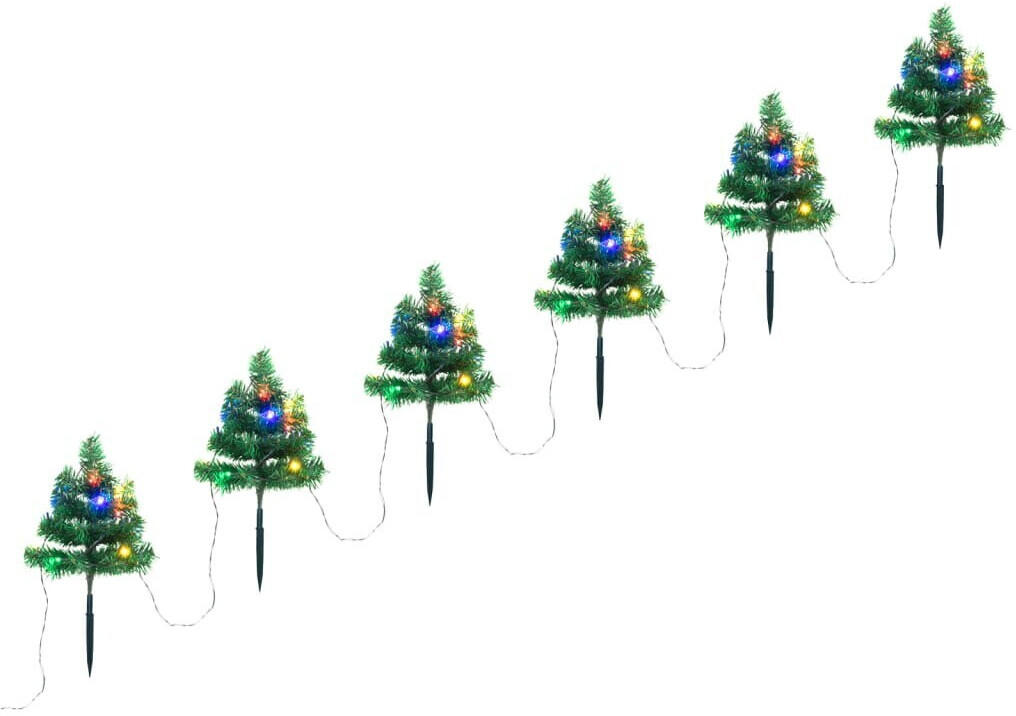 vidaXL Wegbeleuchtung Weihnachtsbäume 6 Stk. Mehrfarbig LEDs 45 cm PVC