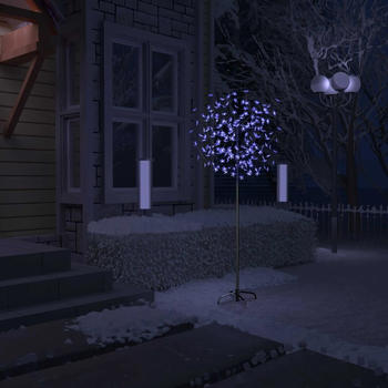 vidaXL Weihnachtsbaum 200 LEDs Blau-Weißes Licht Kirschblüten 180 cm