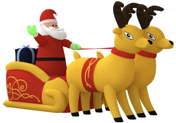 vidaXL Aufblasbarer Weihnachtsmann mit Rentieren LED 130 cm