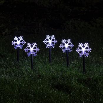 Lights4fun 5er Set Schneeflocken Stableuchten Batteriebetrieb