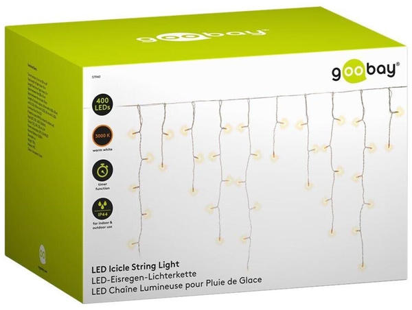 Goobay LED-Eisregen-Lichterkette 400 LEDs 15m warmweiß (57940)