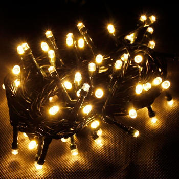 INDA-Exclusiv 120 LED's Lichterkette Weihnachtsbeleuchtung für Außen warmweiß Kabel grün