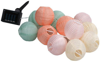 Dehner Solar Lichterkette Lampion, mit 12 LED-L&auml;mpchen, warmwei&szlig;, L&auml;nge 240 cm, Kunststoff / Nylon, bunt