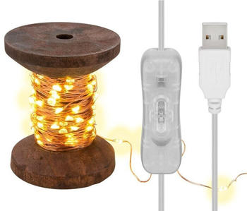 Goobay LED-Lichterkette Garnspule , klein - mit USB-Kabel 3 m, Lichterkette 10 m mit 100 Micro-LEDs in Warmweiß (2700 K) und Schalter (Ein/Aus)