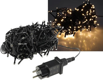 ChiliTec LED Lichterkette Aussen 20 Meter mit 20 LEDs Schwarzes Kabel Spritzwassergesch&uuml;tzt IP44 Beleuchtung Garten Haus Balkon Terrasse Warmwei&szlig;