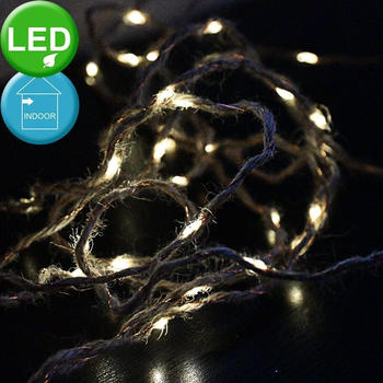 ETC Shop Lichterkette, Kupfer, Hanfseil, 40x LED, L 390 cm
