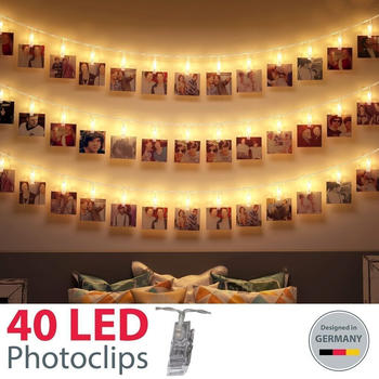 B.K.Licht 5m LED Foto-Clips Lichterketten String Light Stimmungsbeleuchtung warmweiß Licht
