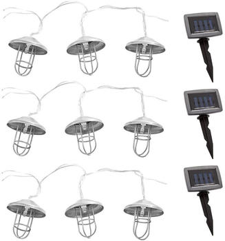 ETC Shop LED Solarleuchte, Lichterkette, 30x Laterne, Erdspieß, L 200cm