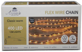 Coen Bakker Lichterkette außen 12m Flex Wire schwarz Flachkabel Timer Dimmer 400 LED classic warm