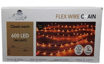 Coen Bakker Lichterkette außen 18m Flex Wire schwarz Flachkabel Timer Dimmer 600 LED classic warm Weihnachtsdeko