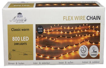 Coen Bakker Lichterkette für außen 24m Flex Wire schwarz Flachkabel Timer Dimmer 800 LED classic warm Weihnachtsdekoration