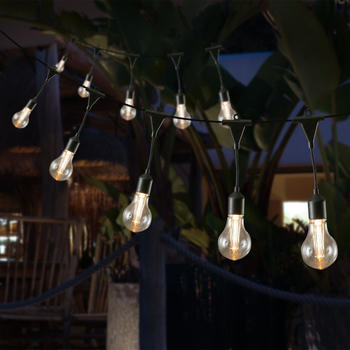 Marelida LED Lichterkette GLÜHBIRNE - 20 Filament LED - L: 9,5m - koppelbar bis 100 LED - Trafo - für Außen