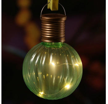 Marelida LED Solar Glühbirne GLOW - Kugelleuchte - 4 warmweiße LED Drahtlichterkette- H: 11cm, D: 8cm - grün