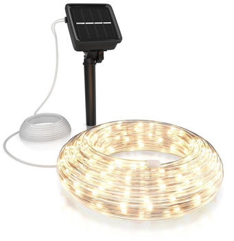 Bearware LED Lichterkette Solar 10 m warmwei&szlig; Solarpanel mit Akku 1200mAh - 100 Leds warmwei&szlig; &ndash; 2 Modi: blinkend und stetig leuchtend &ndash; flexibler Kupferleiter &ndash; Schutzart IP44