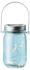 Marelida LED Solar Glas - Windlicht - mit Drahtlichterkette - Lichtsensor - H: 14cm - D: 8cm - blau