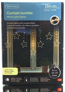 Lumineo Micro LED Lichtvorhang Twinkle Effekt 120 cm 156 Lichter warmweiß