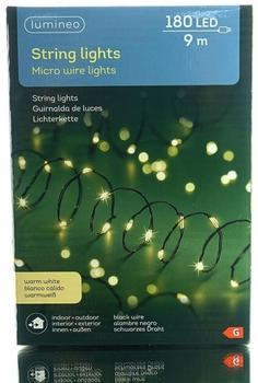 Lumineo Micro LED String Lights Lichterkette 900 cm 180 Lichter warmweiß