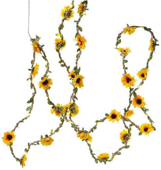 Marelida LED Lichterkette Sonnenblumen - Blumengirlande - 30 warmweiße LED - Batterie - Timer - L:2,9m - gelb